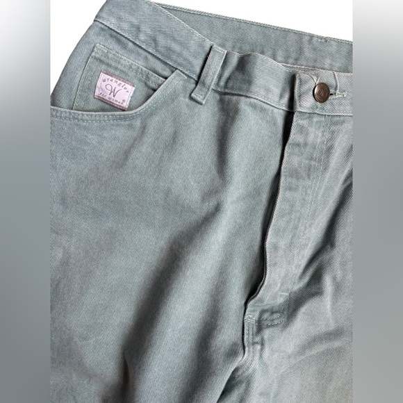 Wrangler Vintage Straight Green Denim Normcore Cottagecore Size 14X32 - Picture 3 of 7